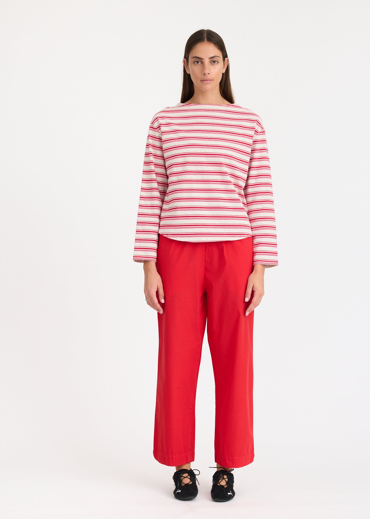 Amara Oversize long sleeve boat neck - Salsa/Primrose/Grey Marle