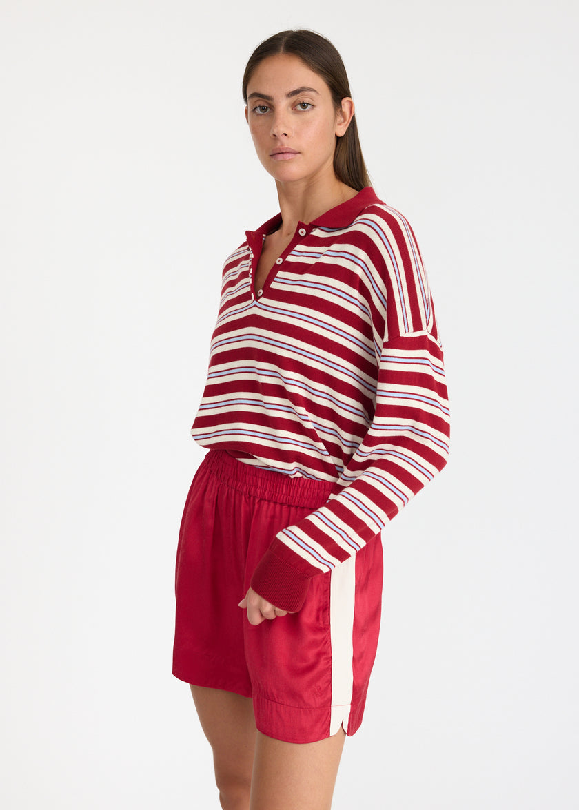 Rio Shorts - Sport Stripe - Salsa + Oat stripe