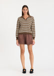 Alto Stripe Polo - Cocoa/Natural/Navy