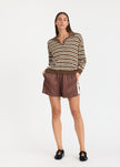 Rio Shorts - Sport Stripe - Cocoa + Calico stripe