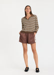Alto Stripe Polo - Cocoa/Natural/Navy