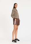 Alto Stripe Polo - Cocoa/Natural/Navy