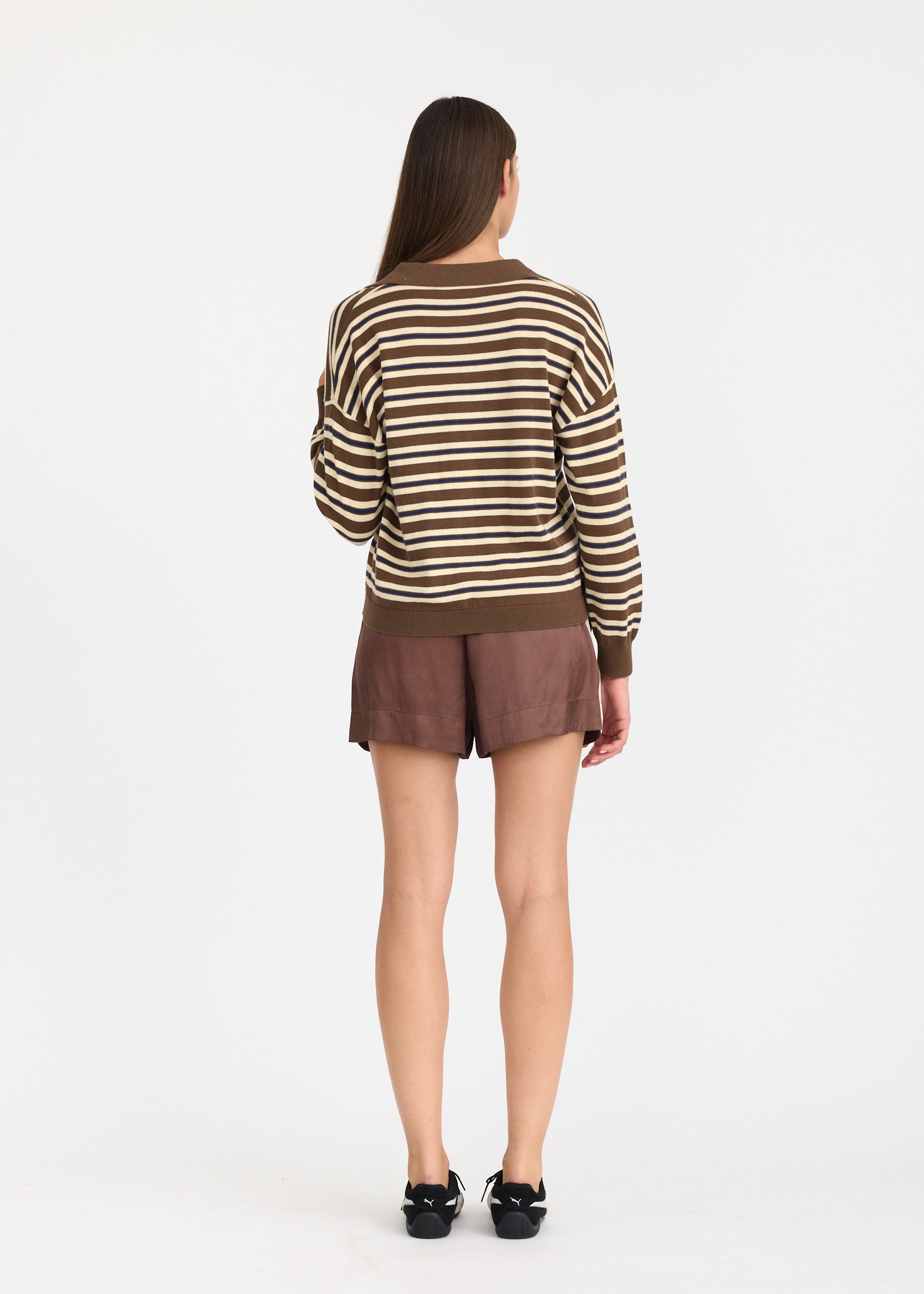 Rio Shorts - Sport Stripe - Cocoa + Calico stripe