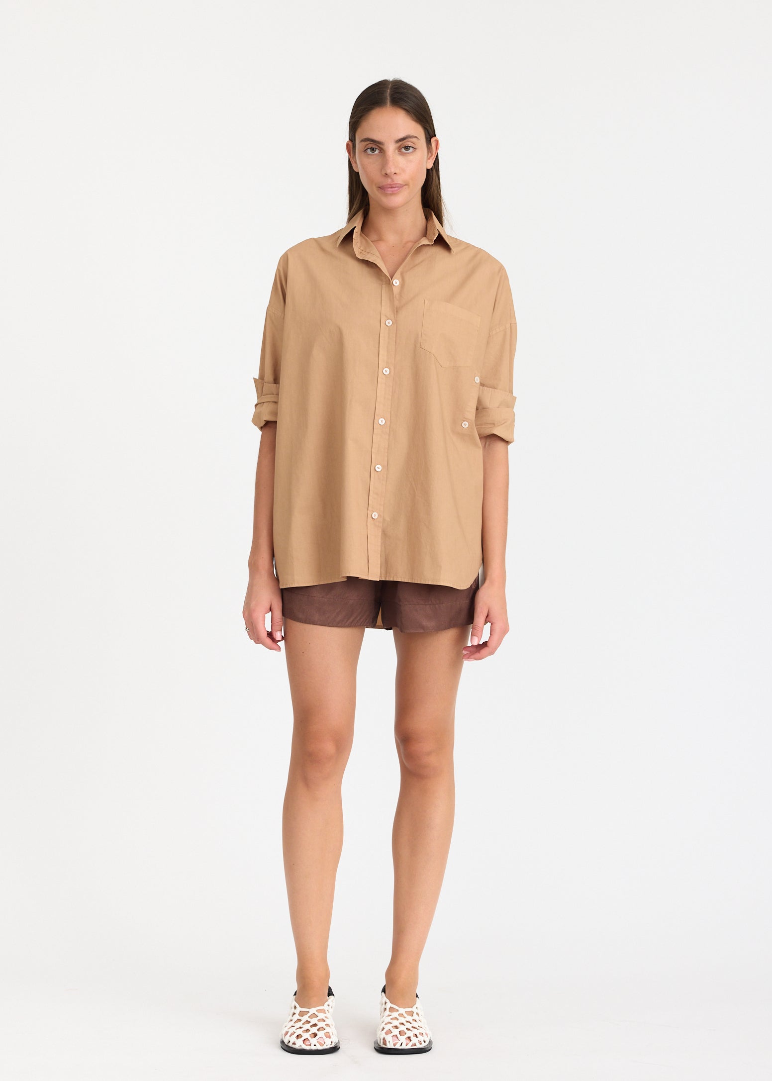 Mila Cross Over Shirt - Toffee