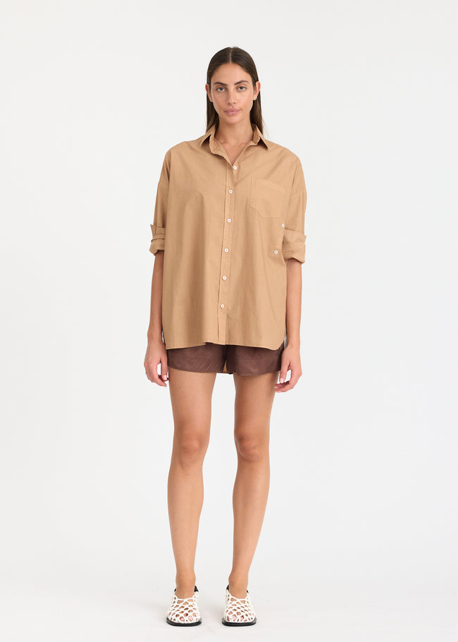 Mila Cross Over Shirt - Toffee