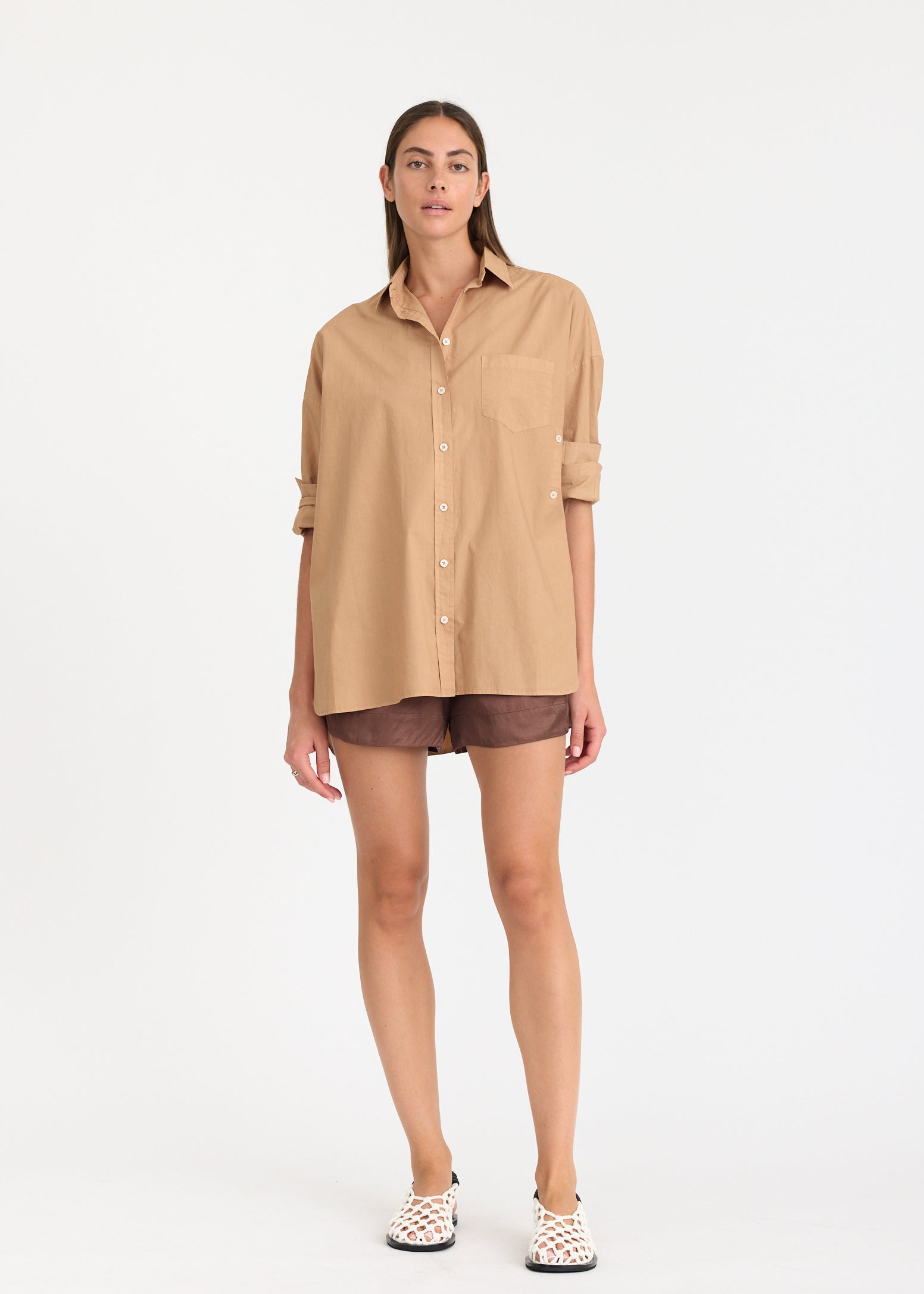 Mila Cross Over Shirt - Toffee