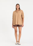 Mila Cross Over Shirt - Toffee