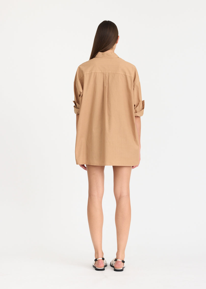 Mila Cross Over Shirt - Toffee