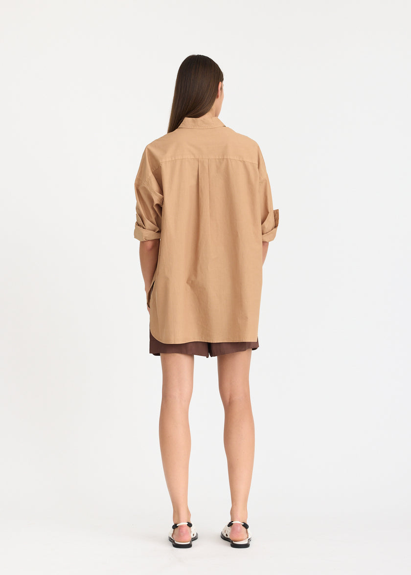 Mila Cross Over Shirt - Toffee