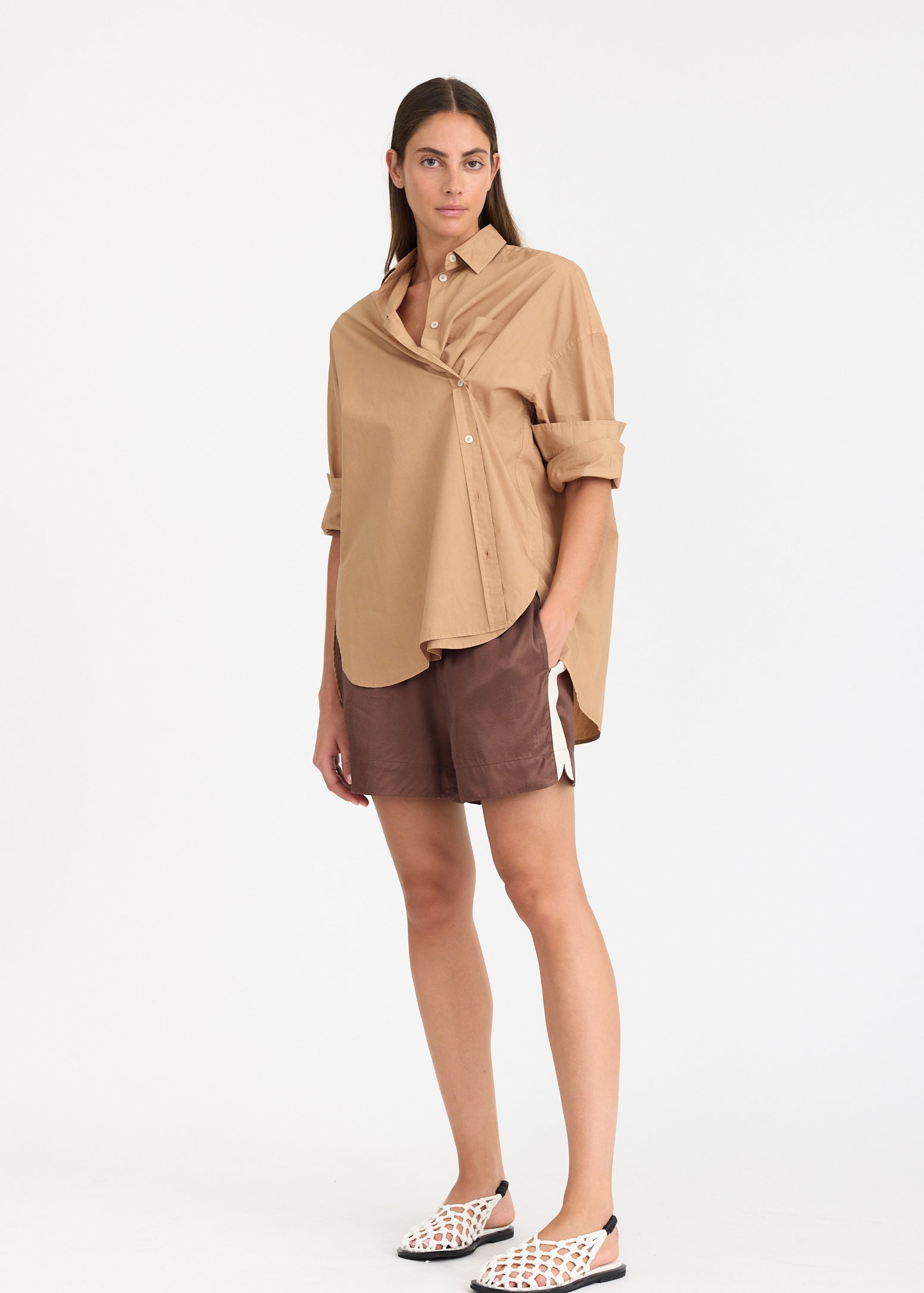 Mila Cross Over Shirt - Toffee