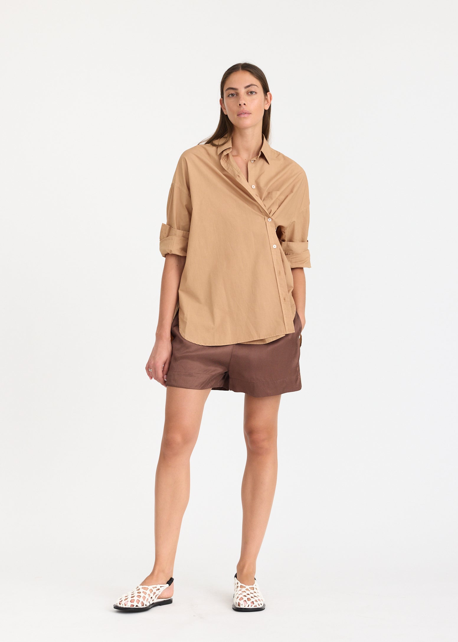 Mila Cross Over Shirt - Toffee