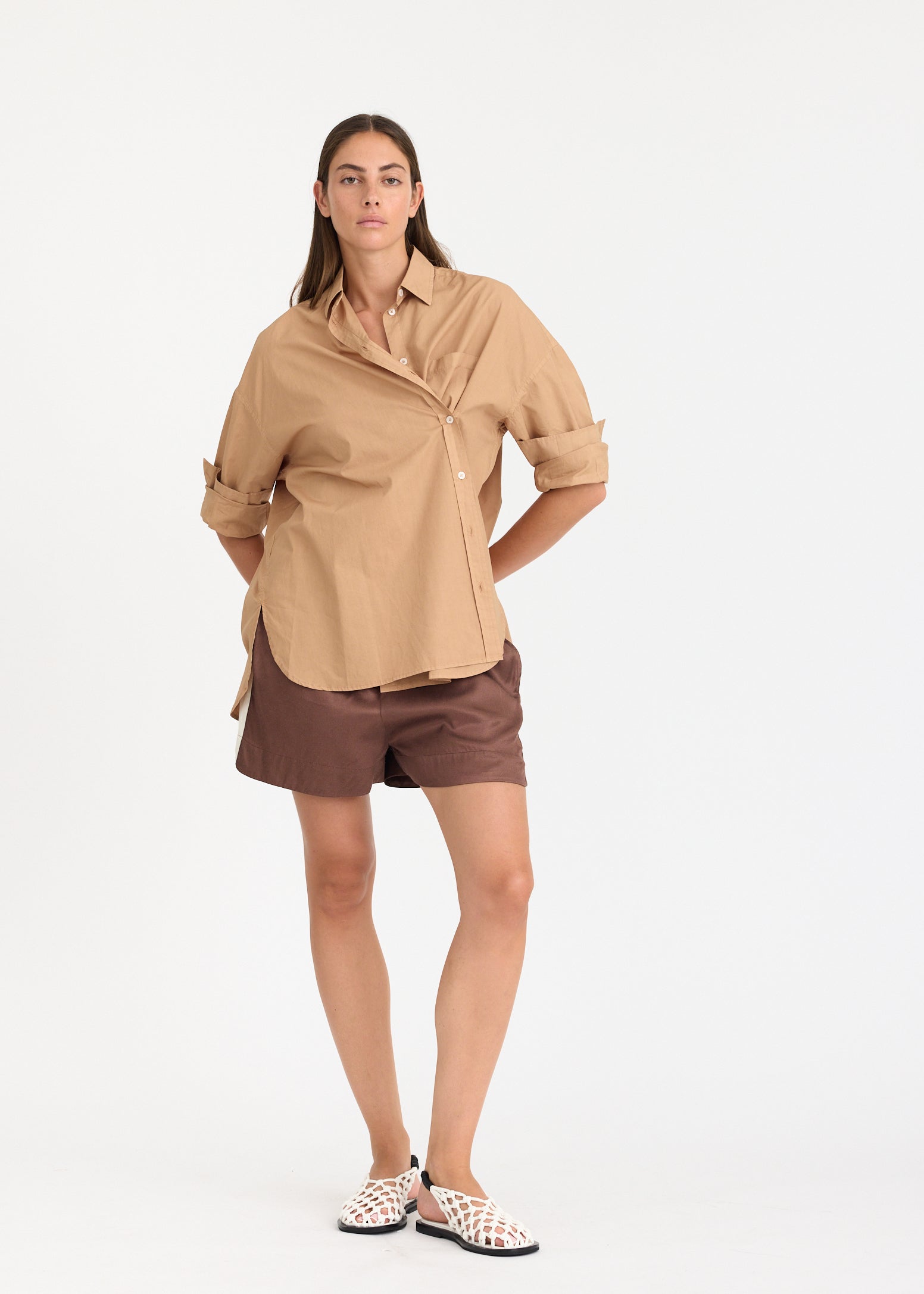 Mila Cross Over Shirt - Toffee