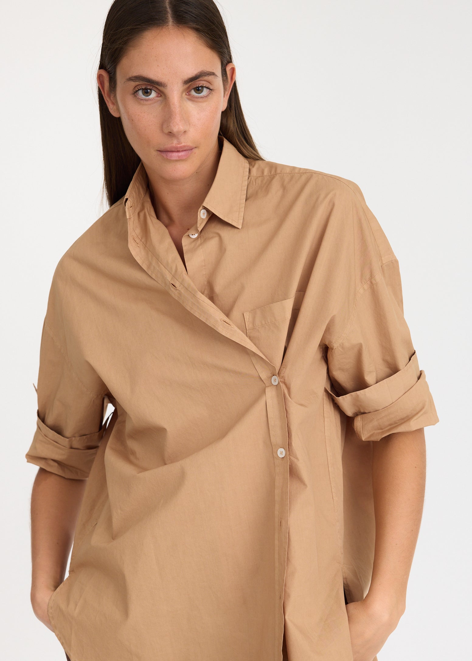 Mila Cross Over Shirt - Toffee