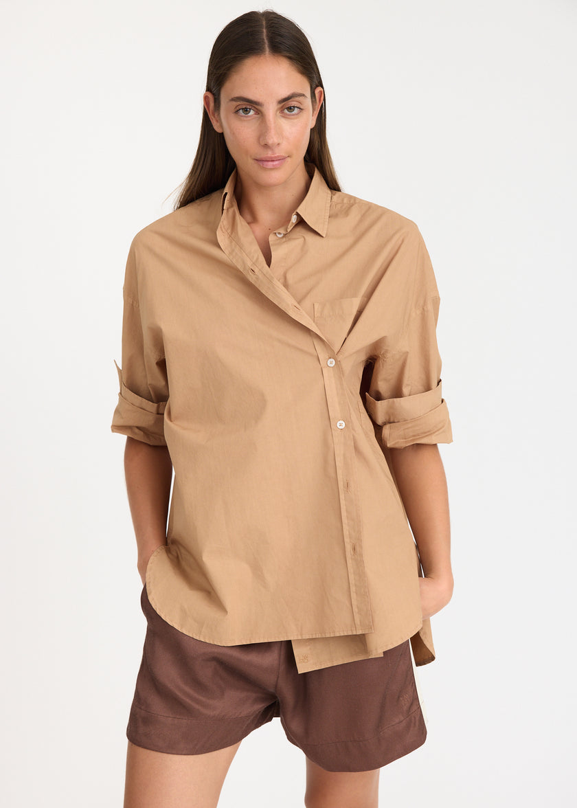 Mila Cross Over Shirt - Toffee