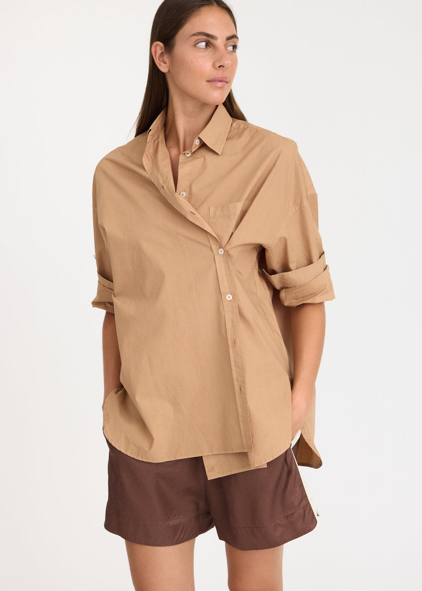 Mila Cross Over Shirt - Toffee