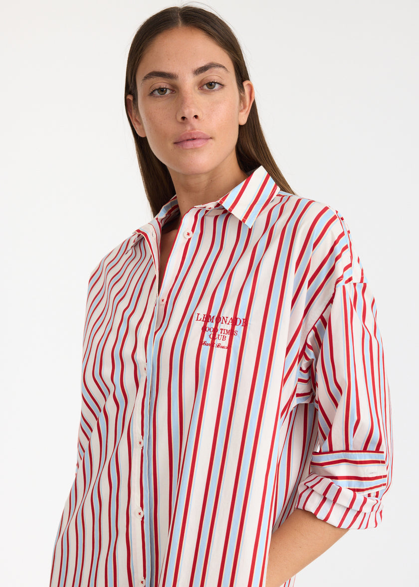 Chiara Long Sleeve Midi Dress - Salsa/Sky/Limoncello/Natural