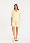 Lou - Bowling Collar Shirt - Short Sleeve - Viscose - Limoncello