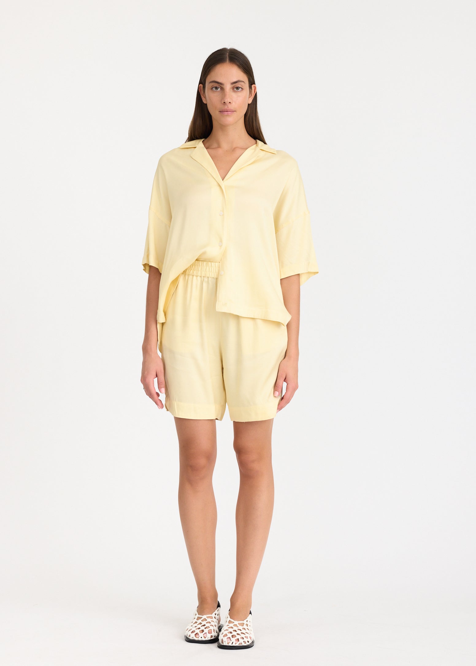 Lou - Bowling Collar Shirt - Short Sleeve - Viscose - Limoncello