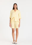 Lou - Bowling Collar Shirt - Short Sleeve - Viscose - Limoncello