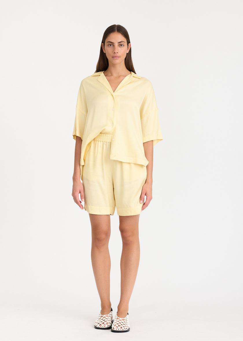 Lou - Bowling Collar Shirt - Short Sleeve - Viscose - Limoncello