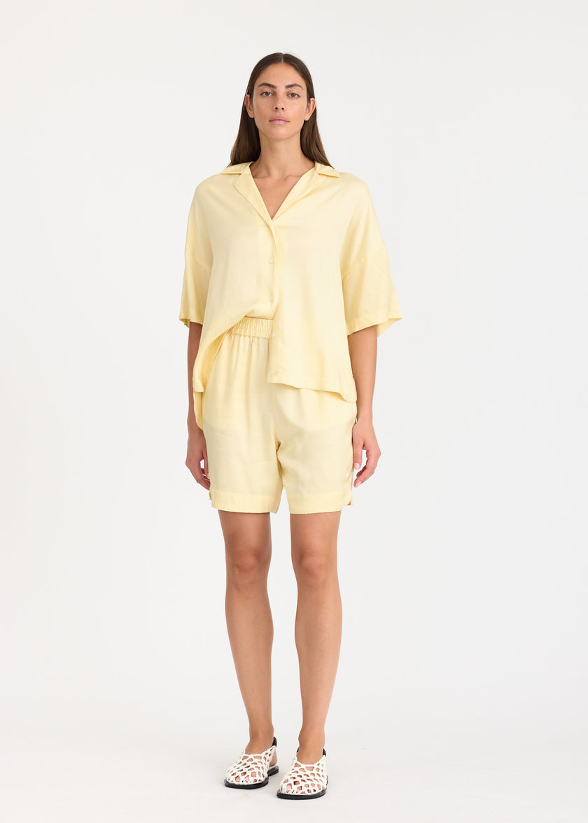 Lou - Bowling Collar Shirt - Short Sleeve - Viscose - Limoncello