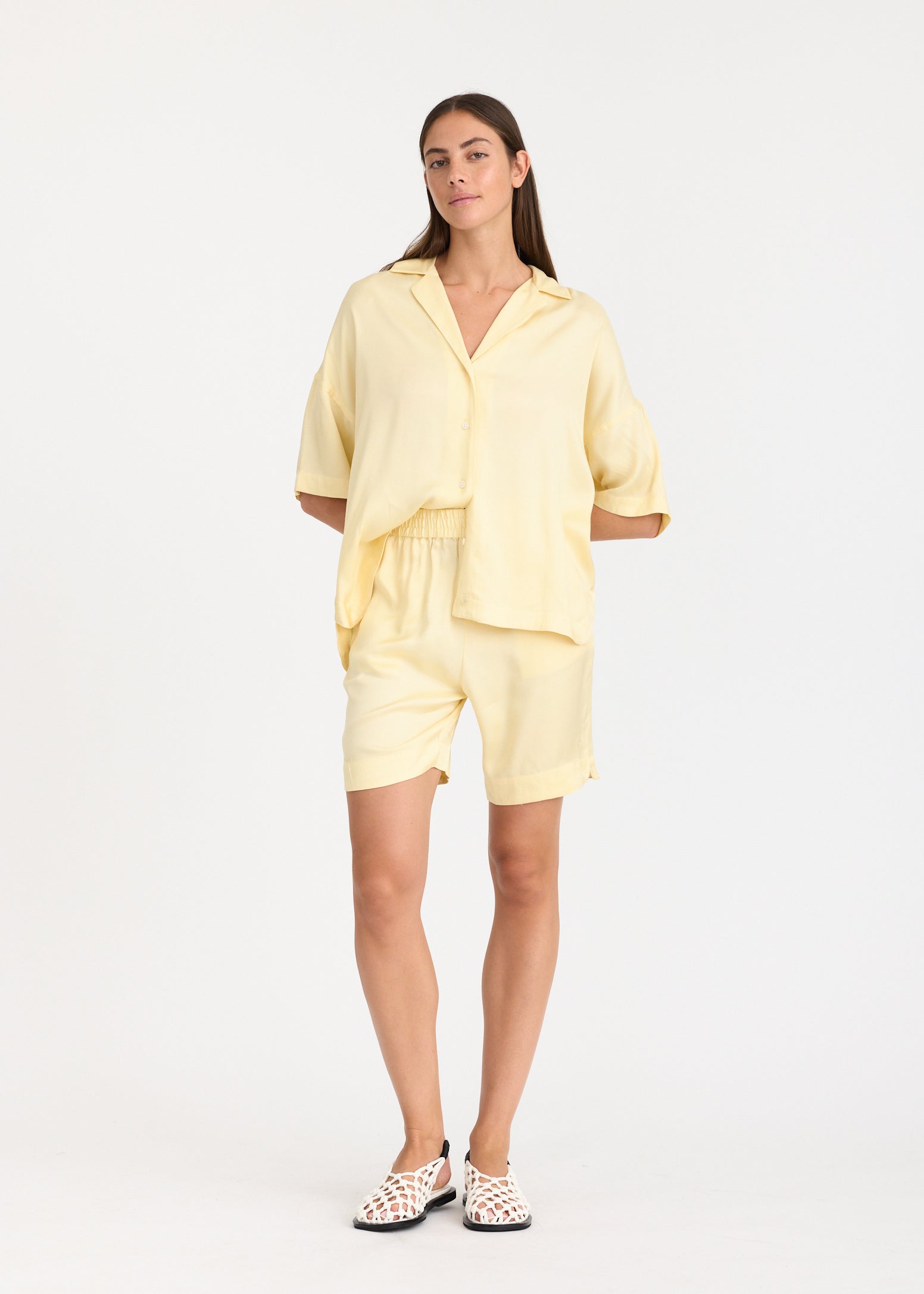 Lou - Bowling Collar Shirt - Short Sleeve - Viscose - Limoncello