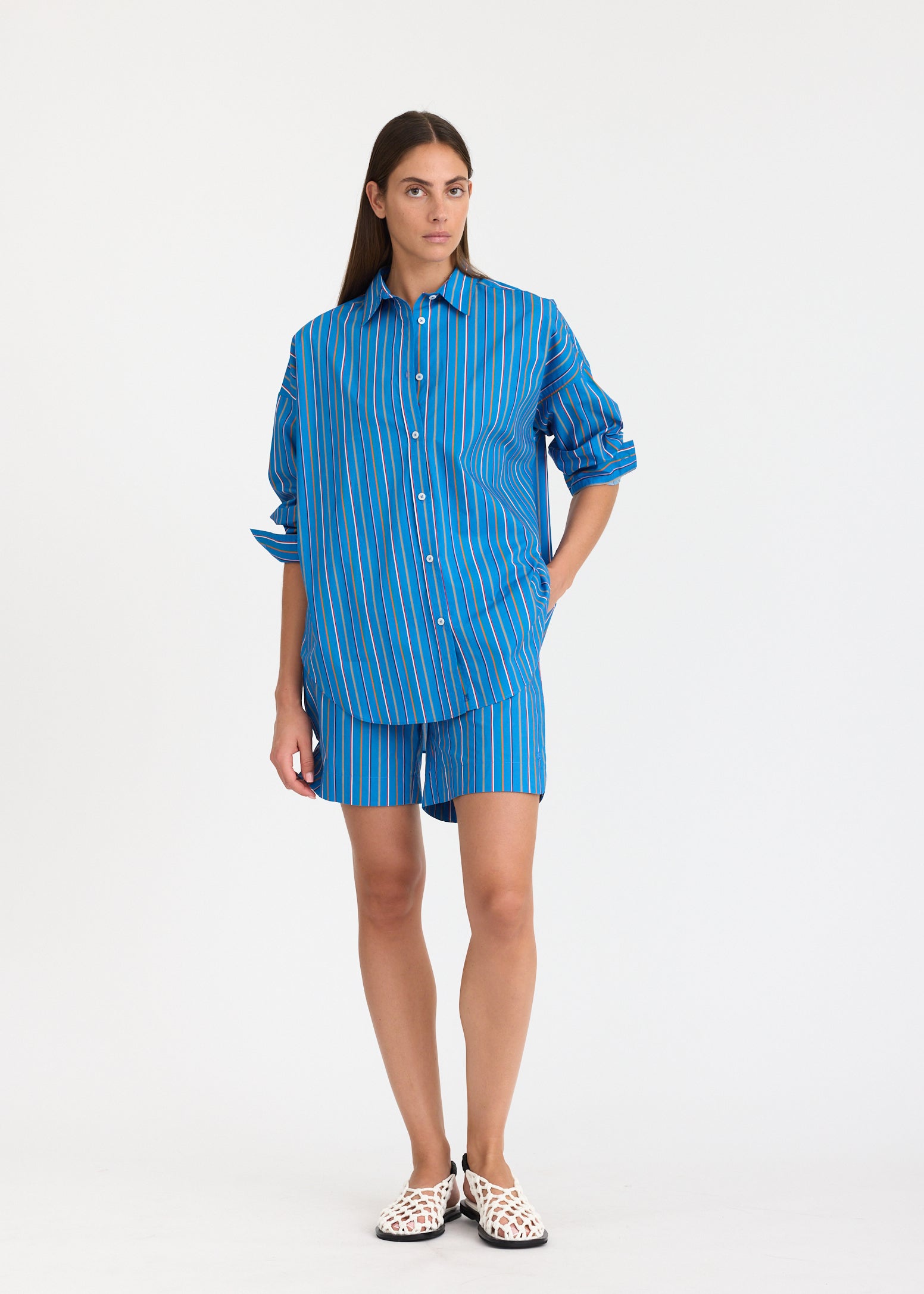 Mara Oversized Long Sleeve Shirt Stripe - Tutti Frutti