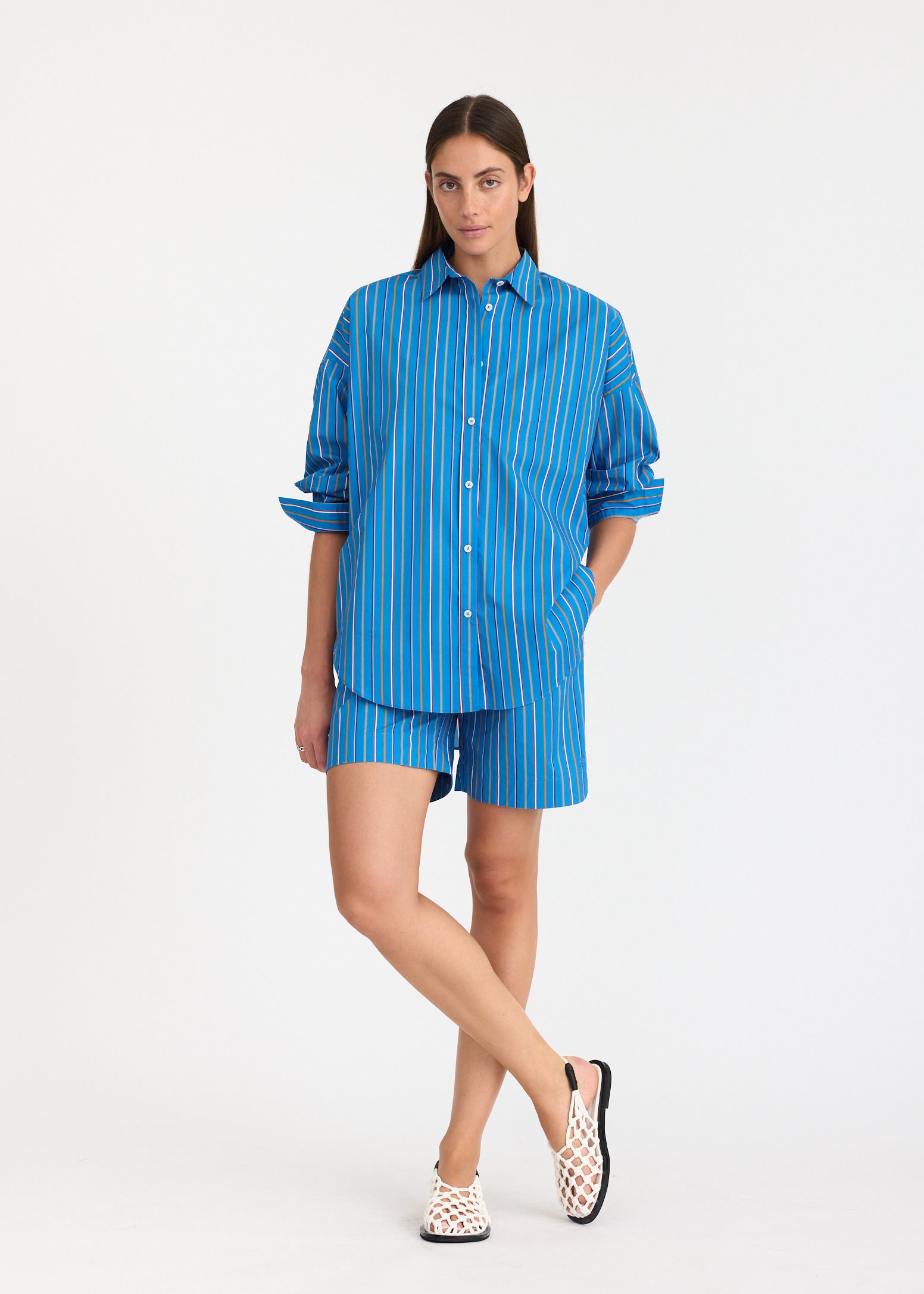Mara Oversized Long Sleeve Shirt Stripe - Tutti Frutti