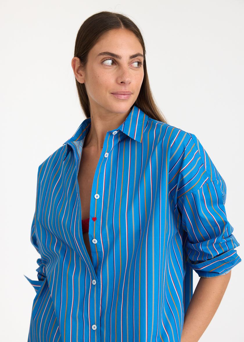 Mara Oversized Long Sleeve Shirt Stripe - Tutti Frutti