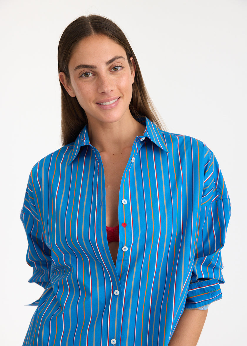 Mara Oversized Long Sleeve Shirt Stripe - Tutti Frutti