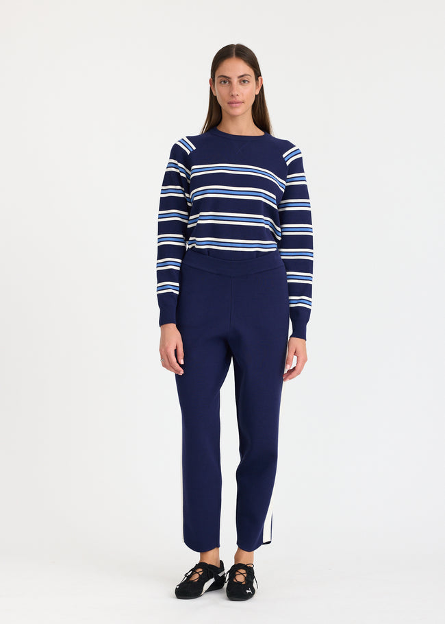 WR Track Pant Navy + Natural stripe
