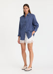 Chiara Long Sleeve Shirt Mid-Length - Navy/Natural