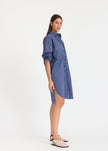 Chiara Long Sleeve Midi Dress - Navy/Natural