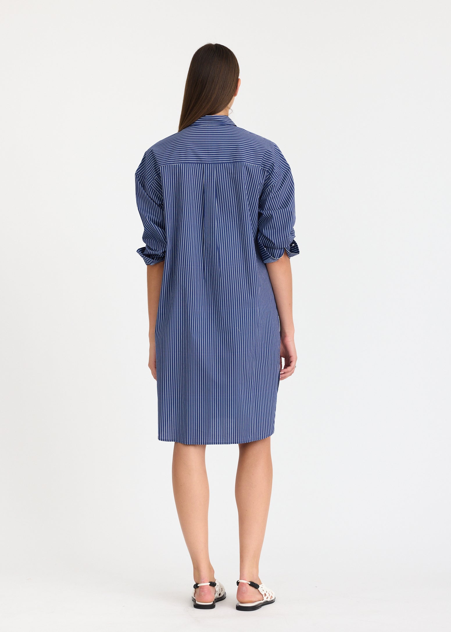 Chiara Long Sleeve Midi Dress - Navy/Natural