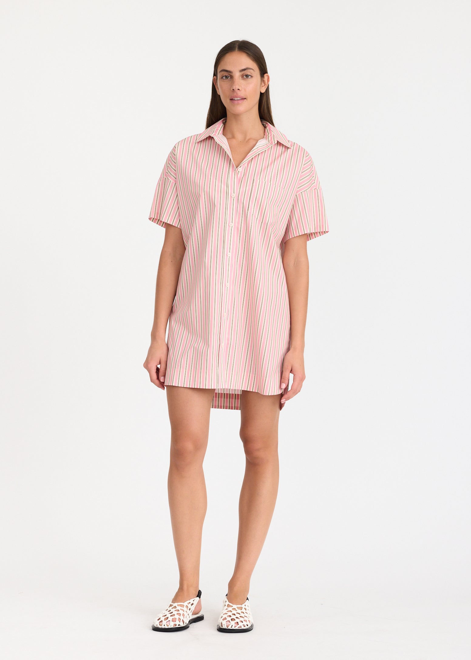 Chiara Short Sleeve MINI Dress Stripe - Musk/Cocoa/Natural