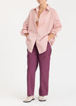 Mara Oversized Long Sleeve Shirt Stripe - Musk/Cocoa/Off White