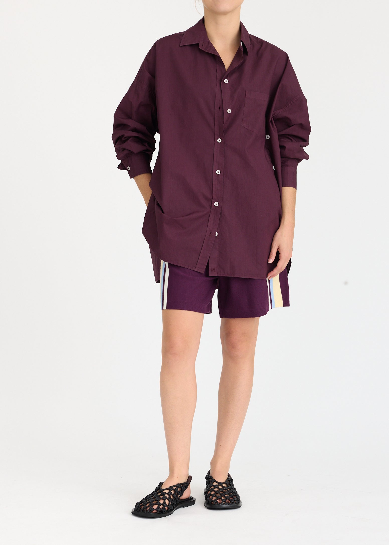WR Knit Shorts + Placement Stripe - Cherry + Limoncello/Sky/White stripe