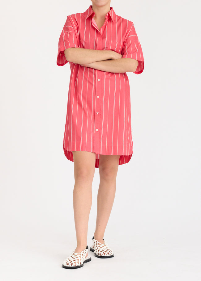Chiara Short Sleeve MINI Dress Stripe - Watermelon/Salsa/Orange/Natural