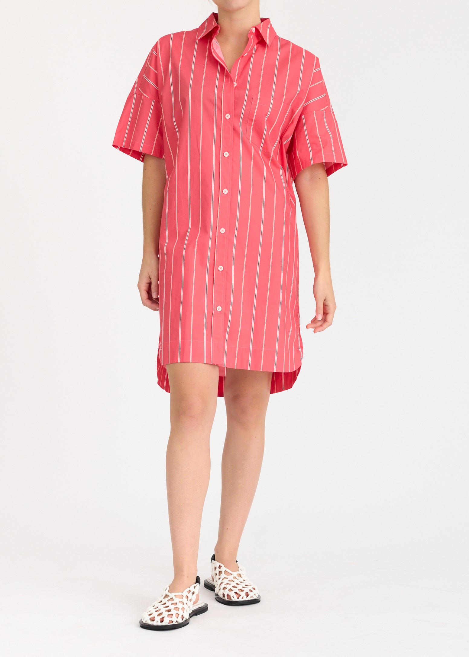 Chiara Short Sleeve MINI Dress Stripe - Watermelon/Salsa/Orange/Natural