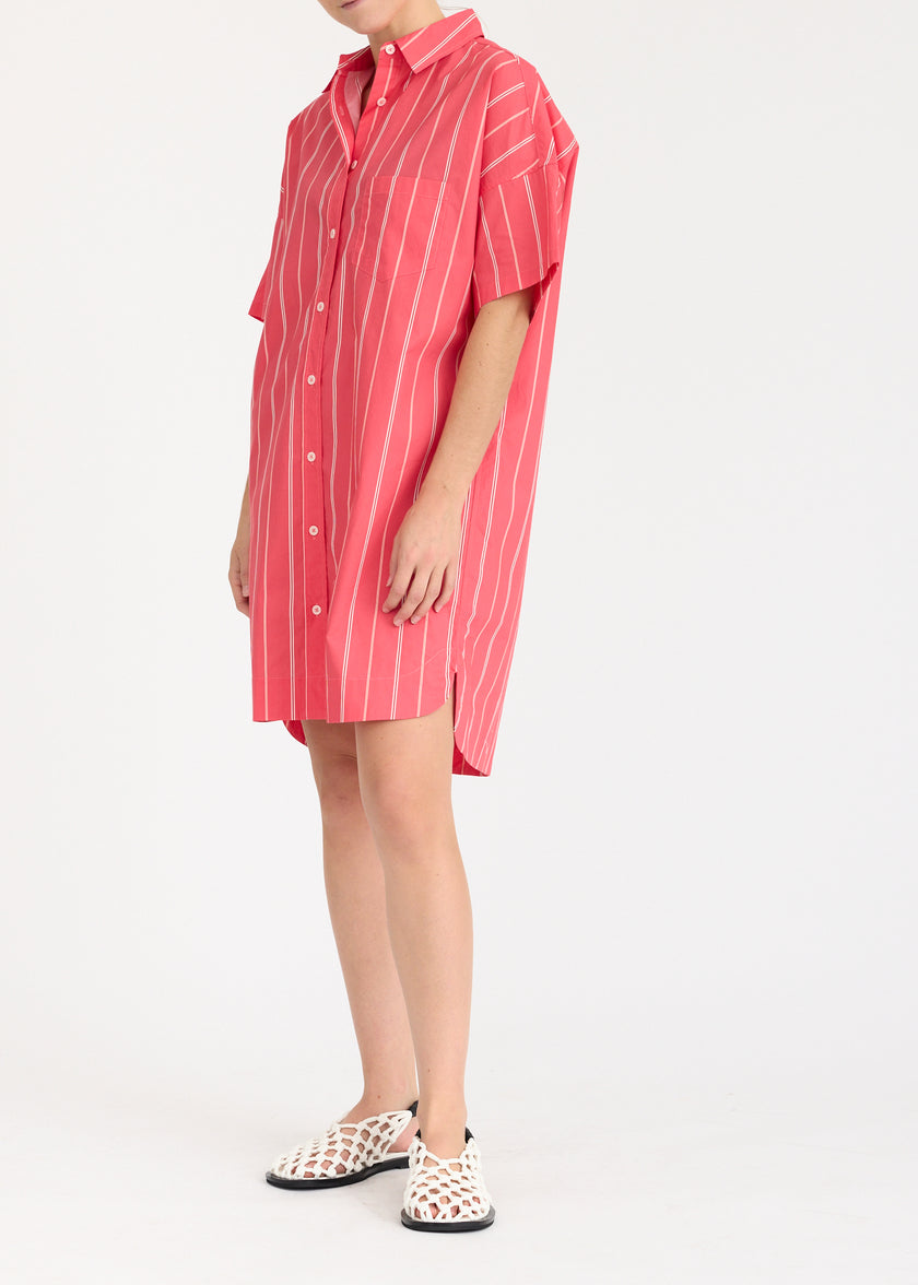 Chiara Short Sleeve MINI Dress Stripe - Watermelon/Salsa/Orange/Natural