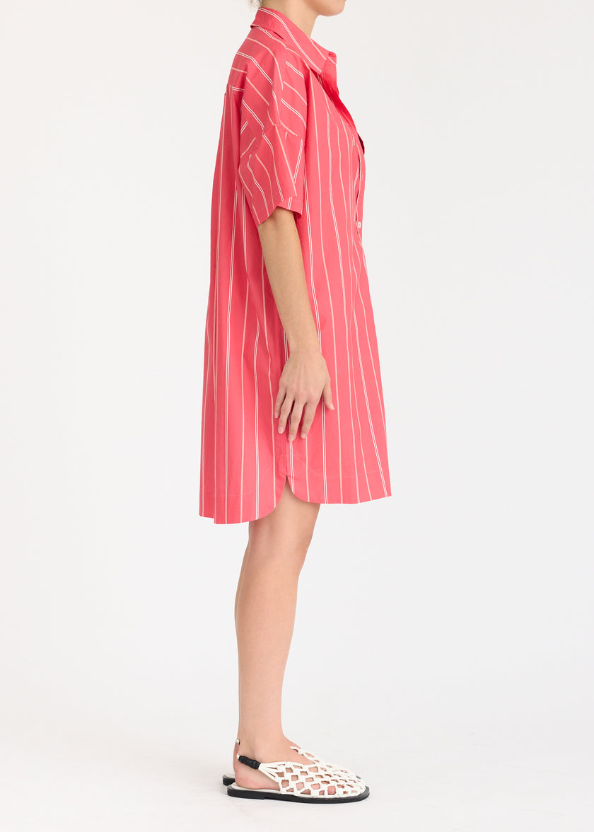 Chiara Short Sleeve MINI Dress Stripe - Watermelon/Salsa/Orange/Natural