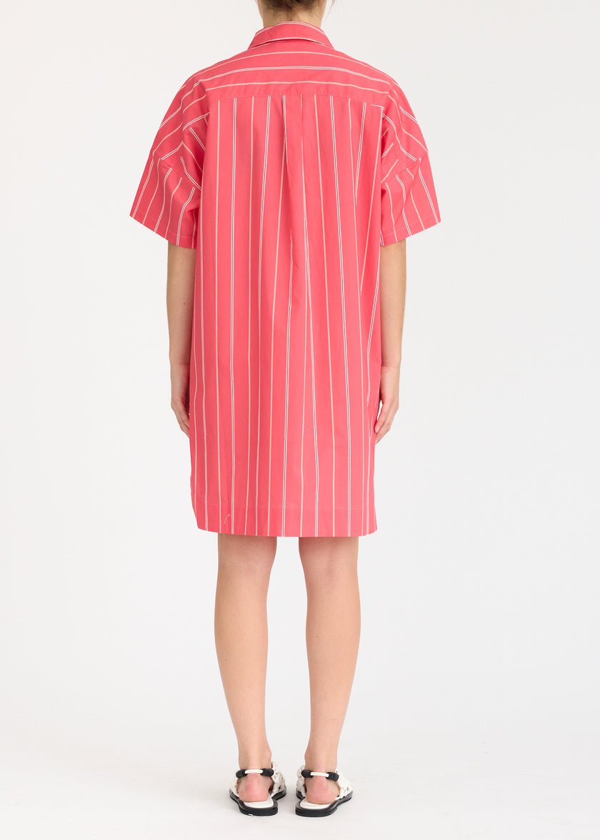 Chiara Short Sleeve MINI Dress Stripe - Watermelon/Salsa/Orange/Natural