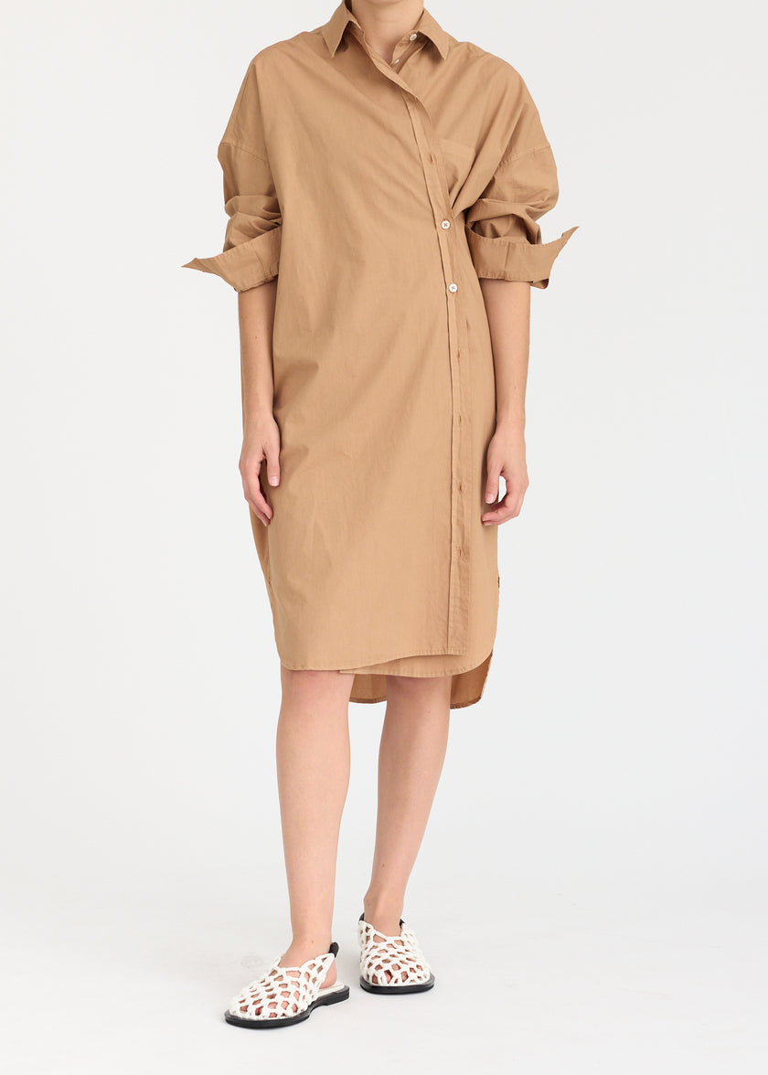 Mila Cross Over Midi Dress - Toffee