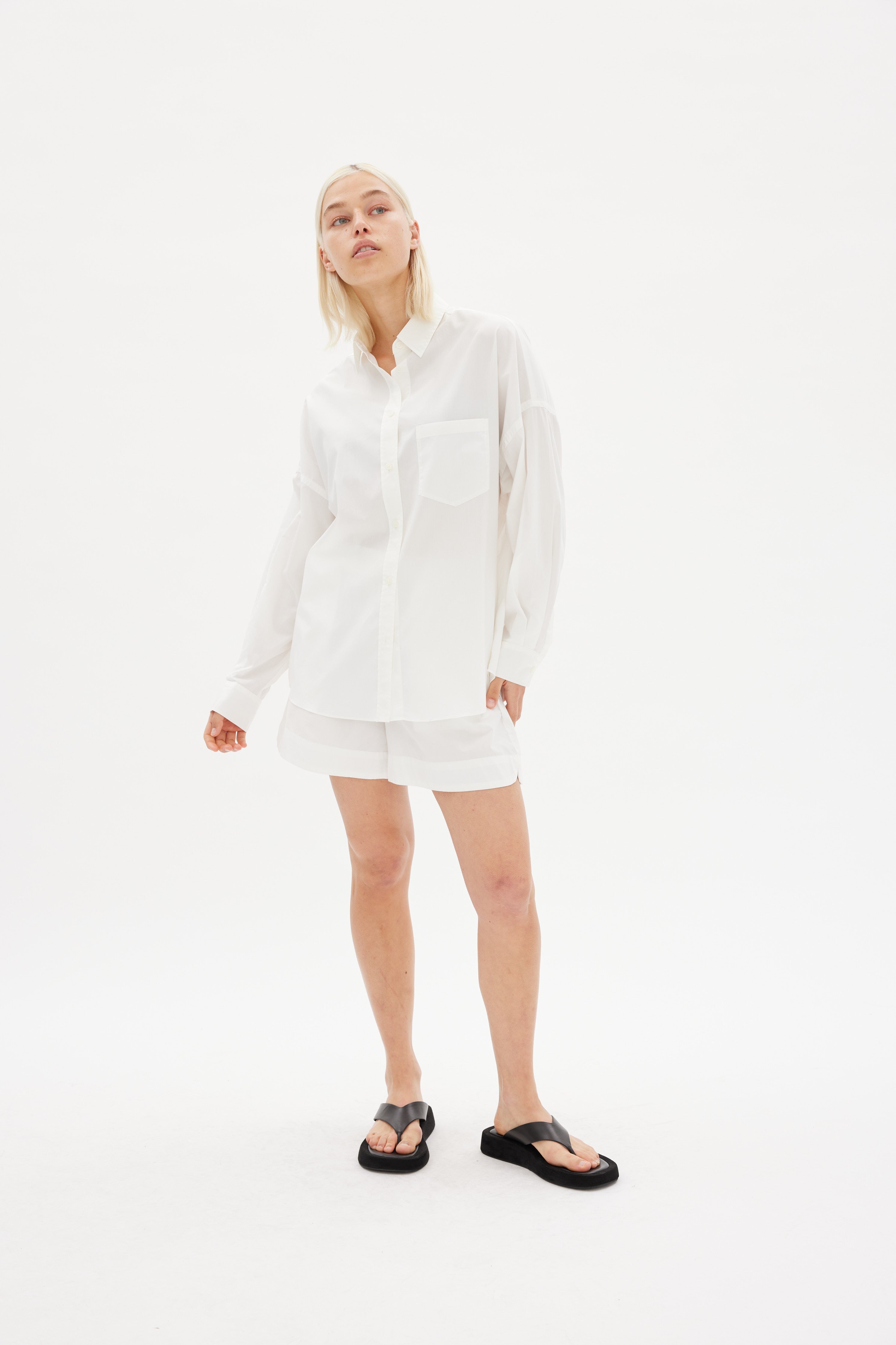 White cotton Chiara button-up shirt - classic relaxed fit
