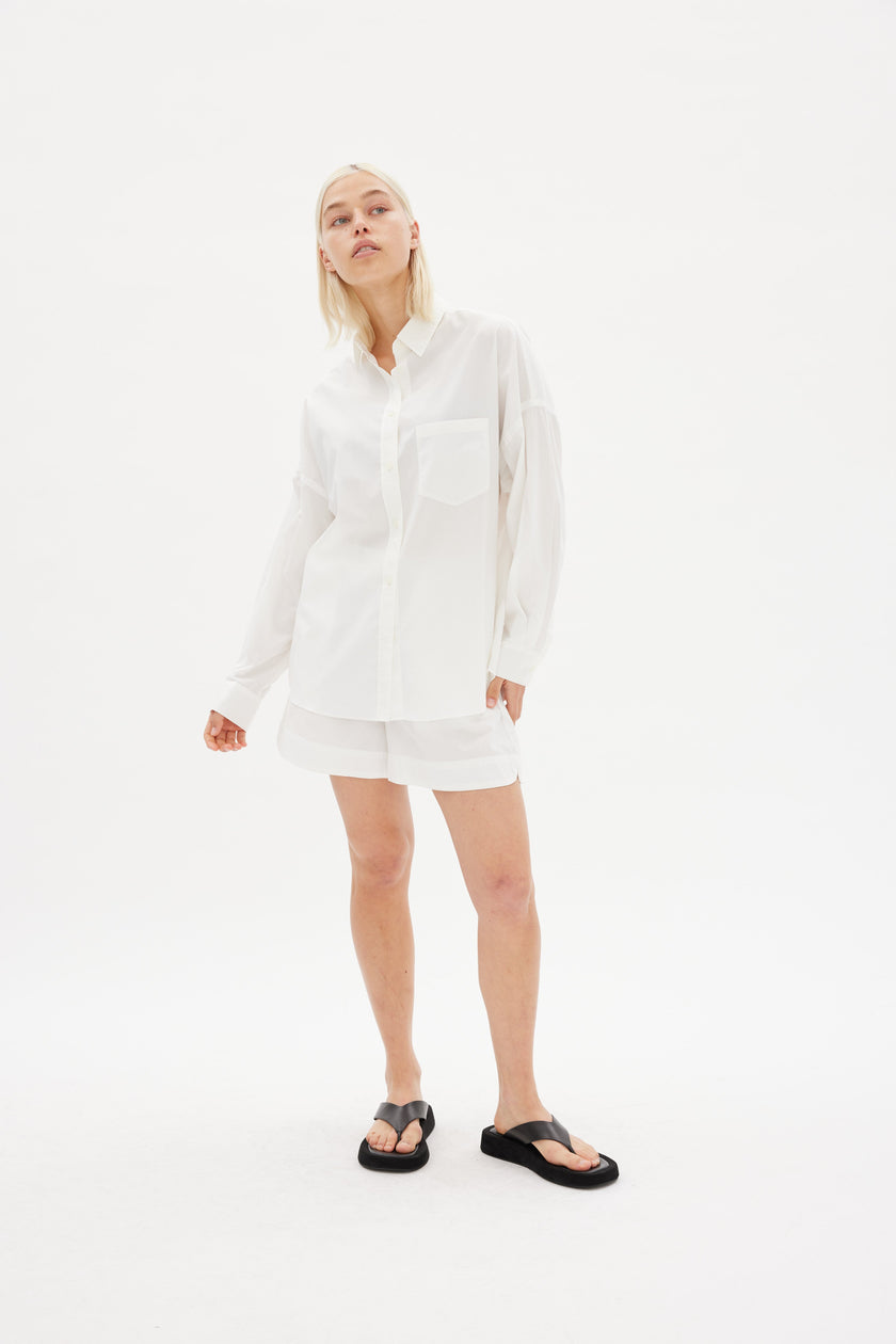 White cotton Chiara button-up shirt - classic relaxed fit
