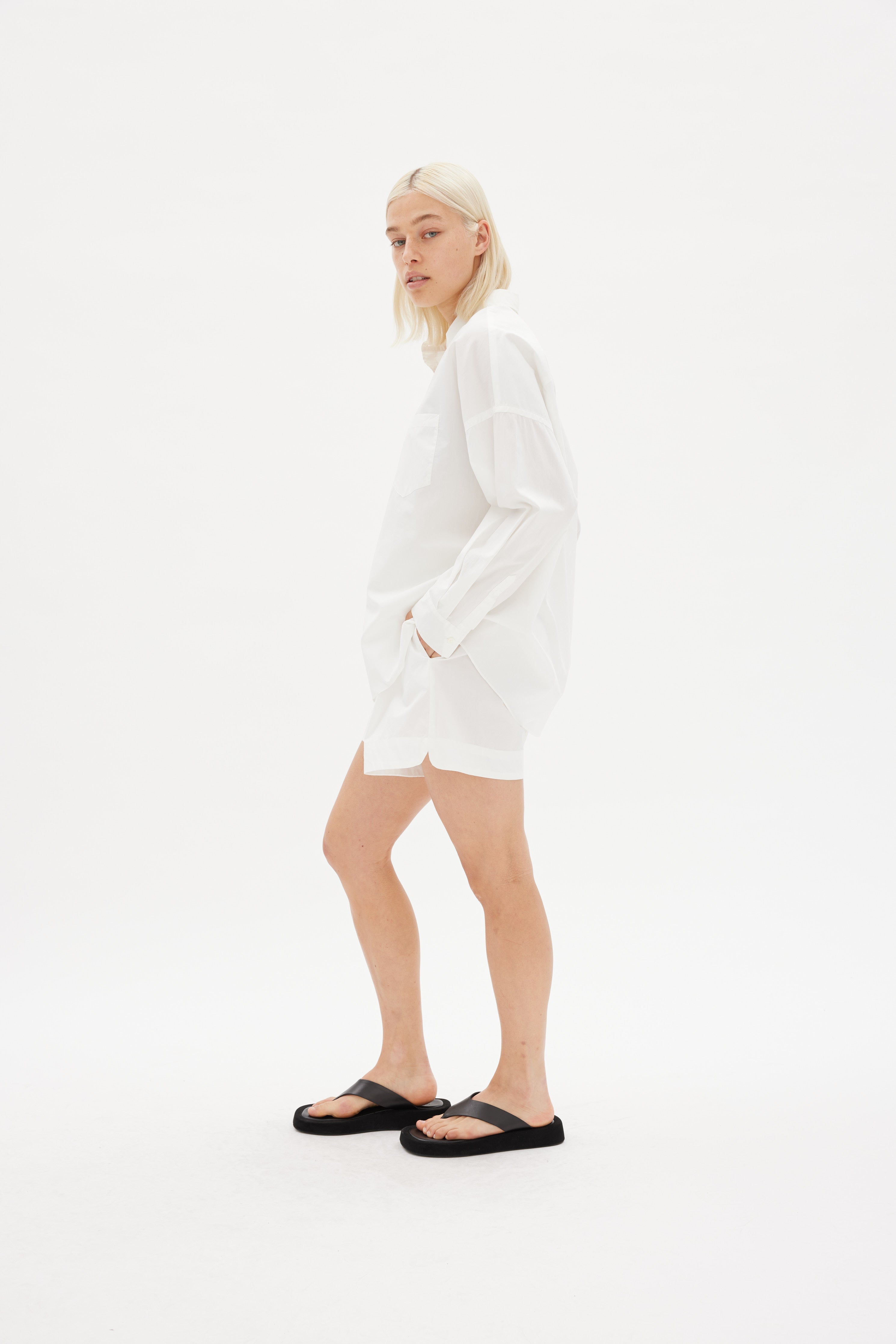 White cotton Chiara button-up shirt - classic relaxed fit
