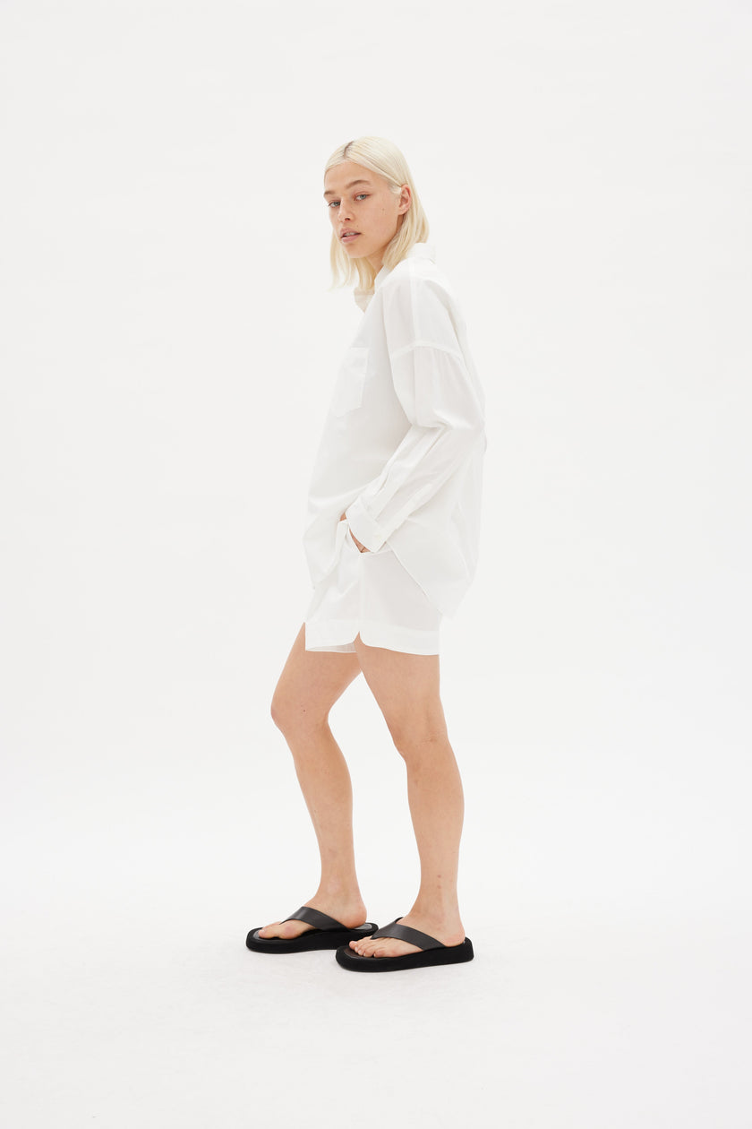 White cotton Chiara button-up shirt - classic relaxed fit
