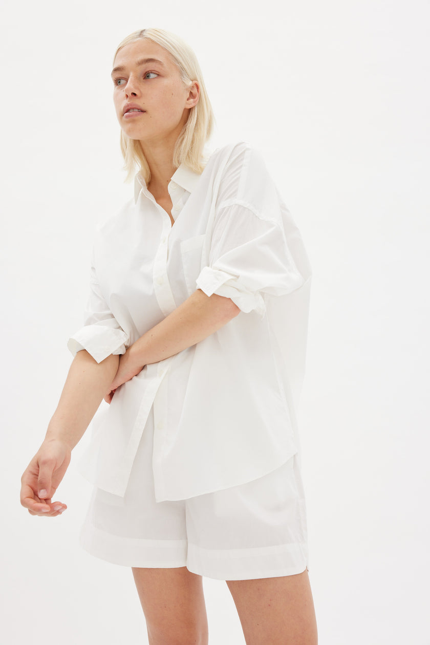 White cotton Chiara button-up shirt - classic relaxed fit
