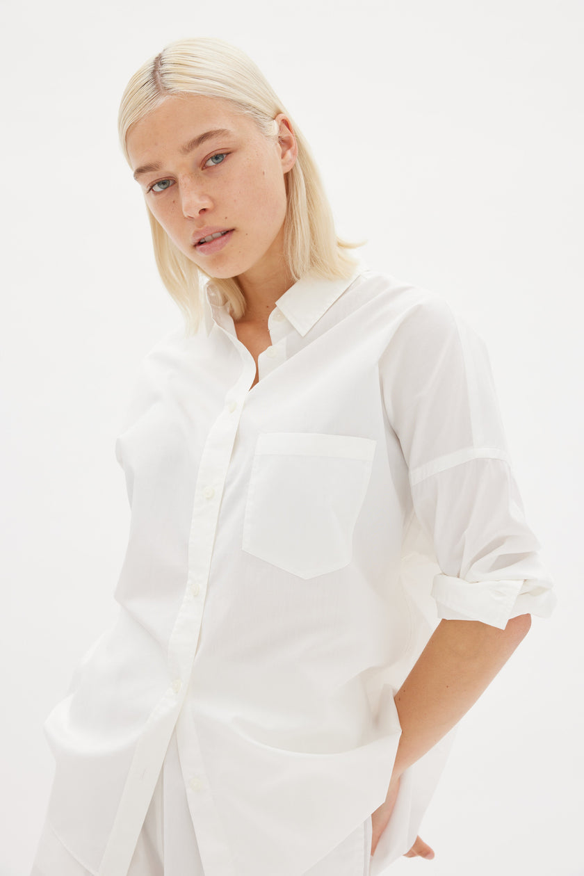 White cotton Chiara button-up shirt - classic relaxed fit
