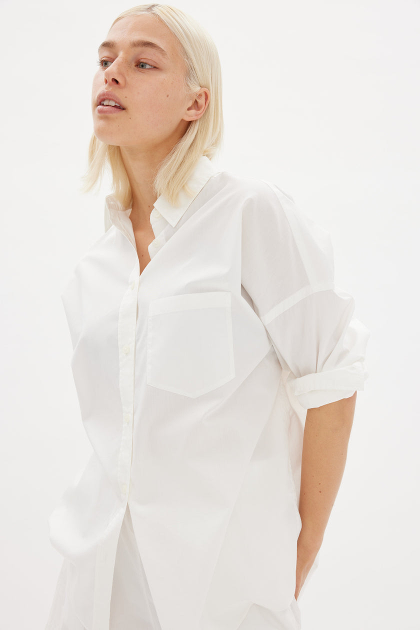 White cotton Chiara button-up shirt - classic relaxed fit
